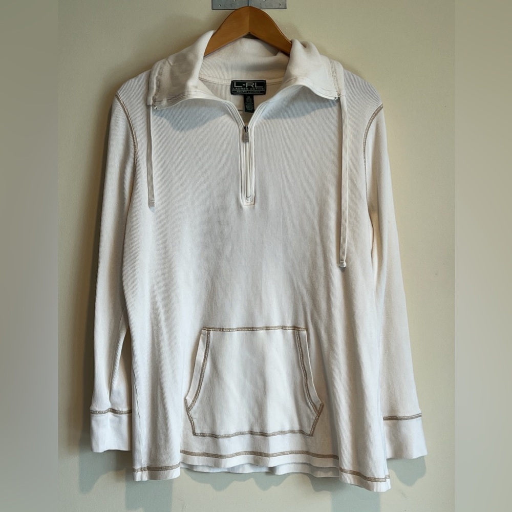 Lauren Ralph Lauren Active Thermal Gold Crest Hoodie 1/4 Zip Sweatshirt 2X Logo